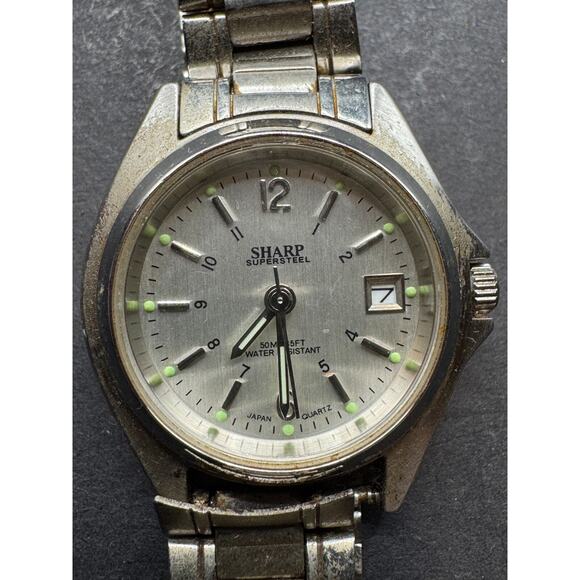 Sharp Supersteel Watch 352620 Stainless Steel Silver Dial 5ATM Water Resistant - Picture 1 of 13